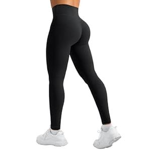 YEOREO Leggings for Women Hidden Scrunch High Waisted Yoga Pants V Cross Tummy Control Craze Compression Workout (Small, Rose Red)