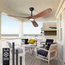 60'' Ceiling Fans with Lights and Remote, Wood Outdoor Ceiling Fan with 6 Speed Noiseless DC Motor, Indoor Modern 3 Blade Propeller Ceiling Fan for Bedroom Living Room Gazebo Patio (Walnut)
