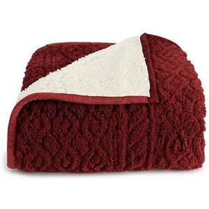 Cuddl Duds Sherpa Fleece Plush Throw (Red Carve) 50"x60" It's Perfect for Curling up on The Couch or an Extra Layer of Warmth for The Bed