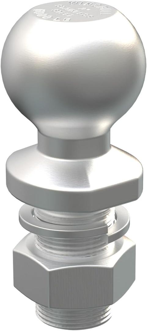 Stainless Steel 2 Inch Hitch Ball 10,000 LBS, 1-1/4"-12 UNF Thread 2-5/8" Shank Length for Trailer, ATV, UTV, Lawn Tractor