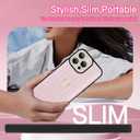 KANGHAR for iPhone 15 Pro Max Case Stand White and Pink Stripes Full Body Rugged Shockproof Protection Glossy Protective Slim Case 6.7 Inch