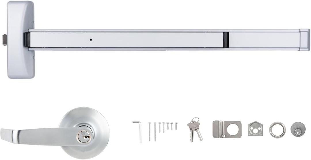 Brinks Commercial Rim Panic Exit Device with Storeroom Lever Trim, Aluminum - UL Listed Emergency Exit Hardware for Businesses