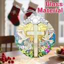 4 x Christmas Ornament, Stained Glass Ornament, Christmas Ornaments for Tree, Hanging Ornaments for Home Decor & Xmas Decorations  Holiday Decor, Gift Ideas, Perfect Holiday & Xmas Gifts - Cross