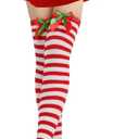 Holiday Hero Christmas Knee-High Socks, one pair, fits size 4-10, Sexy Stockings, Holiday Socks, Christmas Socks (Large, Red & White Stripes)