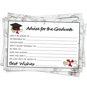 Fibevon Graduation Wish & Advice Cards - 50PCs Graduate Party Supplies Advice Card for Class of 2025 Graduations Party, Graduation Favors Cardes for High School/College/Senior School, Pack of 2