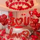 36in I Love You for Her/Him Balloons, 1126pcs Happy Anniversary Decorations with Red Heart Confetti Balloons Rose Petals, Heart Hanging for Valentines Anniversary Day Wedding Romantic Special Night