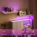 BAMEOS Floating Shelves with RGB LED for Wall, Sturdy Shelves with Light, Wall Mounted Display Shelves, Set of 2, Hanging Shelf for Bathroom, Bedroom, Kitchen, Living Room Storage, White, 24 x 6