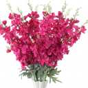Thiccywoov 24 Pcs Delphinium Artificial Flower 35.4'' Long Larkspur Stem Silk Fake Faux Flowers Bulk for Tall Vase Floral Arrangements Home Centerpiece Table Wedding Decor (Rose Red)
