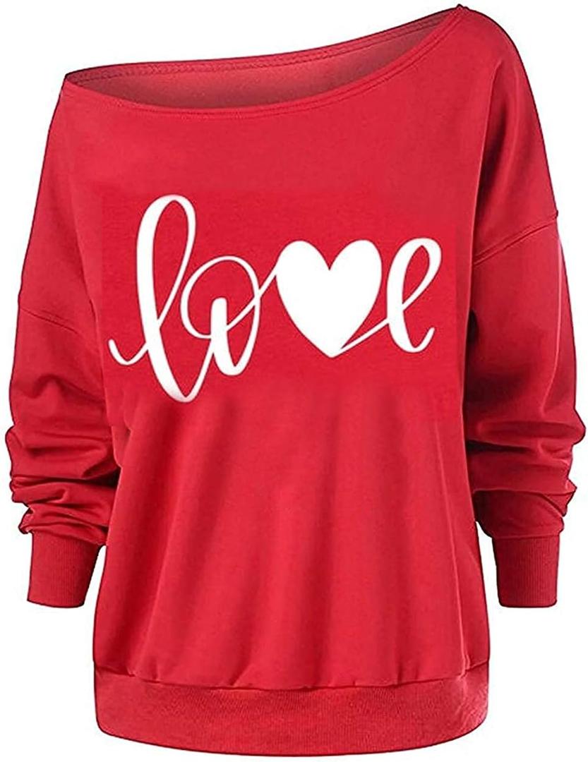 St Patricks Day Sweatshirt Women Off Shoulder Long Sleeve Lucky Irish Shamrock Holiday Shirts, M