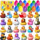 JOICEE 24 Pcs Easter Eggs with Rubber Ducks for Kids, Variety Bunny Duckies Assorted Baby Bath Floater Duck Toys for Boys Girls Easter Basket Stuffers Birthday Gifts Party Favors