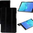 Tri-Fold Case Compatible with Huawei Mediapad M5 8.4 Inch(SHT-AL09/SHT-W12), Includes a Screen Protector - Premium PU Leather Tri-Fold Cover with Auto Sleep/Wake (Black, One Size)