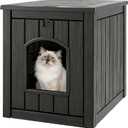 Litter Box Enclosure, Waterproof & Weatherproof Plastic Cat House for Indoor Outdoor Use, Multi-Functional Hidden Litter Box Furniture for Living Room, Backyard, Patio, Garage (Black)