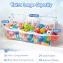 Criusia Extra Large Bath Toy Organizer with 3 Compartments and Multiple Pockets, Quick-Dry Mesh Bathtub Storage for Kids' Toys