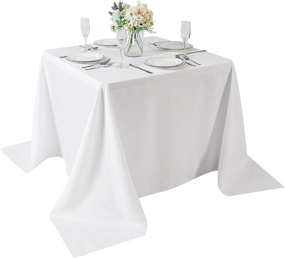 Cupuamon Square Tablecloth 90x90 inch Washable Polyester Fabric Table Cloth for Wedding Party Dining Banquet Decoration90x90,White