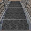 Arttown 5 Pcs 30" x 8" Grey European Embossing Outdoor Step Carpet Treads Peel and Stick for Outdoor Wooden Steps Stairs Non-Slip Self-Adhesive Carpet Stair Treads for Kids, Elderly and Pets