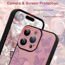 for iPhone 16 Pro Case with Finger Strap Holder, Cute Cool Butterfly Print Pattern Design for Women Girls, Shockproof Anti Scratch Hand Kickstand Protective Cover, Pink