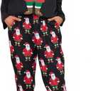 BLANCHES Christmas Pajamas for Women Set, Long Sleeve Holiday Pjs Sleepwear Lounge Soft Xmas Jogger Pajama with Pockets (Black-1) Large