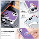TEECOVER for iPhone 16 Plus Case 6.7-Inch, [Clear Wavy Border][Sparkly Glitters][Fit for MagSafe] Shockproof Cute Slim Phone Case for Women & Girls - Purple