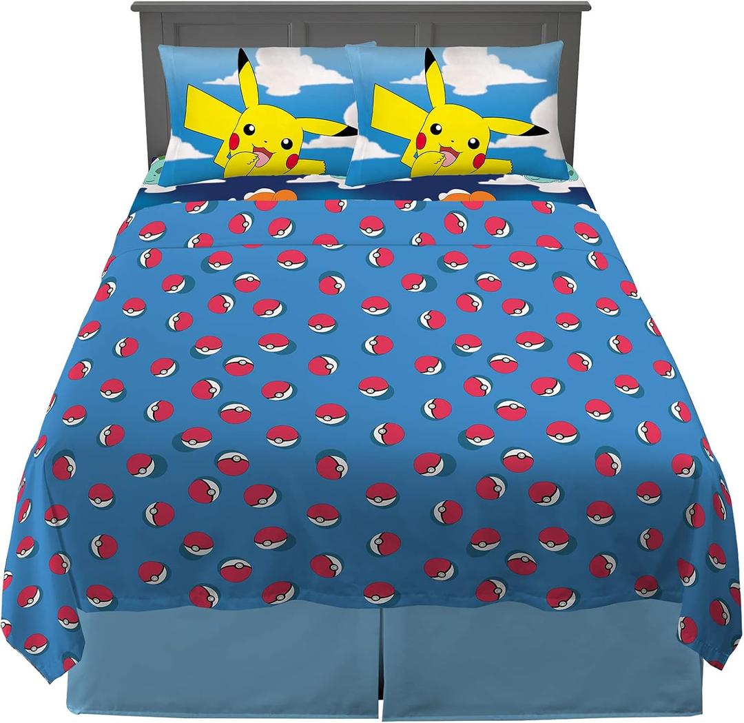 Pokmon Kids Bedding Super Soft Microfiber Sheet Set, Full, (Officially Licensed Product) by Franco
