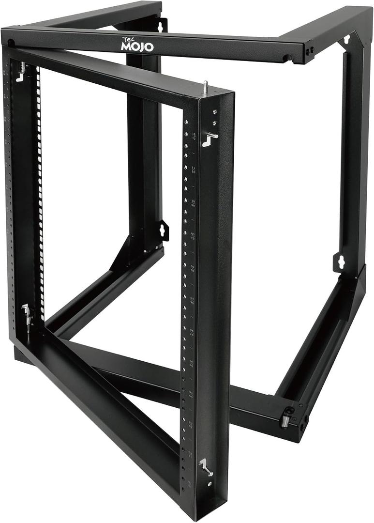Tecmojo 12U Wall Mount Server Rack, Open Frame Network Rack for 19" Computer/AV/Data/IT/Media Equipment, 18" Depth, 16" Apart Mounting Holes, Swing Gate, Square and Tapped Holes