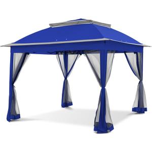 COOS BAY 11x11 Pop Up Gazebo with Mesh Netting, Instant Outdoor Canopy Tent, Water Resistant Shelter with UPF 50+ UV Protection, 121 Sq Ft Coverage, Royal Blue