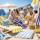 Peryiter 4 Pcs Ltalian Lemon Stripe Blue Lemon Beach Towel 60x30 Inch Oversized Quick Dry Sand Resistant Towels Microfiber Absorb Water Travel Towels for Women Men Gifts Beach Swimming Pool
