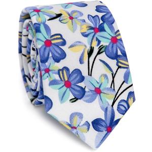 Men's Floral Print Cotton Necktie 2.56" Skinny Tie Suitable for Various Occasions (07)