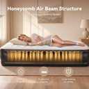 Air Mattress with Built-in Pump, 18" Raised Inflatable Mattress, Comfort Blow up Mattress with Waterproof Flocked Top, Portable Airbed for Guest Camping Home & Travel Use, Honeycomb (Gray, Queen)