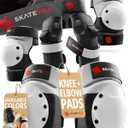 SKATEWIZ Adult Knee Pads, Skate & Skateboarding Wrist Guards for Skating Adult with Elbow Pads - Skateboard Protective Gear - Shield - Size M Grey White - Roller Skates, Inline Skates