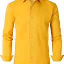 Mens Dress Shirts for Men Long Sleeve Wrinkle Free Button Down Shirt Formal Business Casual Shirts (X-Large, 00100_gold)