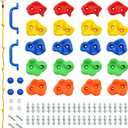 Rainbow Craft DIY Monkey Rock Climbing Holds for Kids - Wall Climbing Rocks of 20pc Rock Wall Holds, 2pc Handles & 1pc 8ft Knotted Climbing Rope - Kids Rock Climbing Holds Rock Wall Climbing Kit