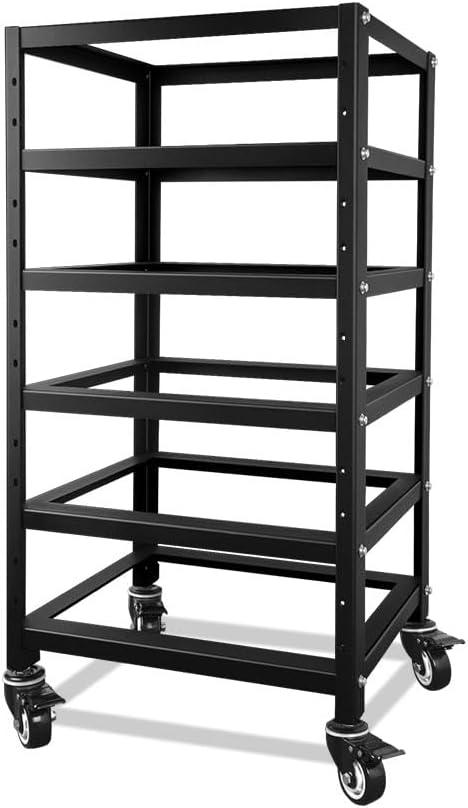 SUNGOLDPOWER 3U Stackable Server Rack 5-Layer with Wheels, Compatible with 48V 100Ah Rack Batteries, Universal Rack, Ventilation Design, Ideal for Home Solar and Energy Storage