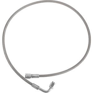 AN3 Braided Steel Turbo Oil Feed Line 90 Degree to Straight Hose End, 30" Remote Turbocharger Oil Drain Return Line Universal for Car Durable Stainless Steel PTFE Silver Tone