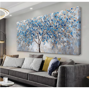Abstract Large Wall Art Decor 29"x58" Blue White Wall Art For Living Room