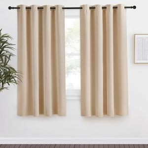 NICETOWN Room Darkening Biscotti Beige Curtain, 55x57 inches, 1 Piece, Modern Design Light Reducing & Privacy Protection Short Window Drape/Drapery for Kid's Room