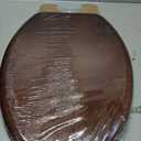 Angel Shield Durable Wood Veneer Natural Toilet Seat Metal Hinged Easy Clean Anti-scratch American Standard(Elongated,Dark Walnut)