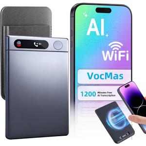 AI Voice Recorder, 64GB Note Voice Recorder with Transcribe, Mind Mapping & AI Summary, Digital Voice Recorder with WiFi, Supports 103 Languages, Audio Recorder for Lectures, Meetings, Calls