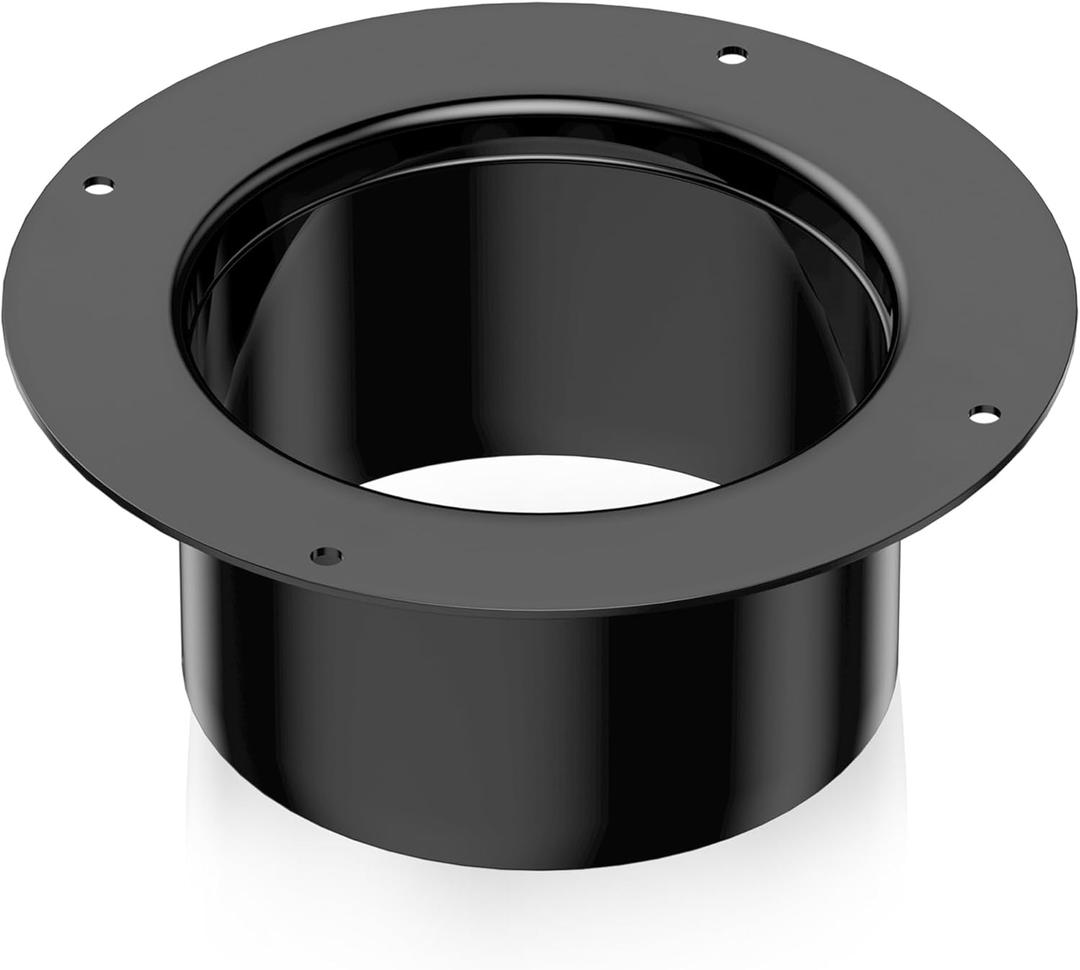 Hon&Guan 4 Inch Duct Connector, 4 Inch Duct Connector Flange Dryer Vent Connector For Heating Cooling Ventilation System, Plastic Dryer Vent Wall Plate -Black.