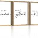 Houmury Set of 3 Framed Wall Art Memories Around the Table Farmhouse Wall Decor 11x14 Kitchen Wall Decor for Dining Room Decor Wood Signs (Brown, 11 * 14")
