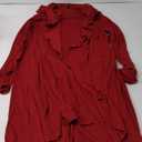 RAGEMALL Mens Ruffle Shawl Collar Cardigans Long Hooded Cardigan Open Front Lightweight Drape Cape Sweater with Pockets (Large, Wine Red)