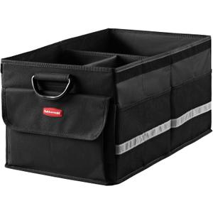 Rubbermaid Car Organizer, Collapsible Trunk Organizer, Multi-Compartment Car Storage Organization for Car Accessories, 3 Compartments With Cover, 23.23"*12.99"*11.81" (X-Large, Black)