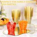 100 Pack 9 oz Gold Plastic Cups,Disposable Gold Glitter Plastic Cups,Fancy Durable Heavy-duty Plastic Glasses with Gold Glitter for Wedding,Parties,Thanksgiving,Christmas
