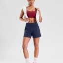 Soothfeel Running Athletic Shorts for Women 5" High Waisted Shorts (Blue, L)