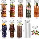 Cocktail Tiki Mugs Set Of 8 - Cute Ceramic Hawaiian Style Cocktail Glasses For Party And Tropical Tiki BarMai Tai Drinkware, Large