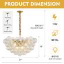 brfaixla 12 Lights Large Dia 31" Nordic Bubble Ball Chandelier Modern Gold Swirled Clear Ribbed Blown Glass Chandelier Light Fixture for Living Room Dining Room Kitchen Foyer Entryway