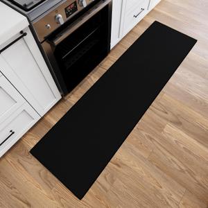 Ottomanson 2x7 Rug Runners for Hallways Non-Slip Kitchen Rugs | Black Solid Indoor Entryway Rug Ultra-Thin Floor Mat for Bathroom Laundry Room Bedroom Carpet, 22.5" x 7'