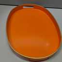 Orange Decorative Tray, Oval Serving Tray with Handles, Plastic Trays for Coffee Table, Ottoman Trays for Living Room, Bathroom, 15.6" X 10.6" X 1.4"