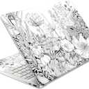 Laptop Skin Decal HP 15.6" - Black White Botanical, Laptop Cover Sticker, No Cutting Required, No Bubble, Waterproof, Scratch Resistant - Including Wide Screen and Wrist Pad
