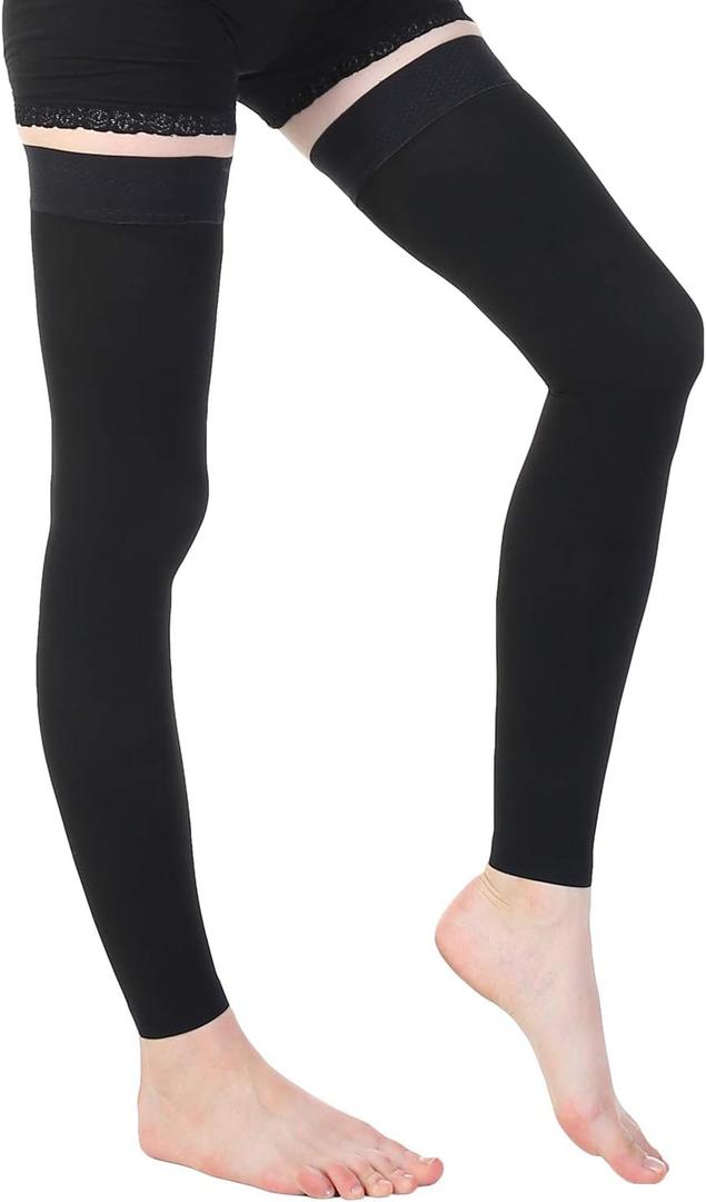 Ztl Thigh High Compression Stockings Women Men, 30-40 mmHg, Footless