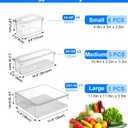 KUMD 10-Pack Clear Fridge Organizer Bins with Lids, Stackable Refrigerator Storage Containers, BPA-Free with Drain Tray & Anti-Slip Base for Fruits, Veggies, Drinks